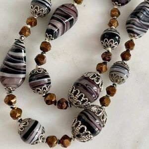 Elegant Black and Brown Beaded Necklace